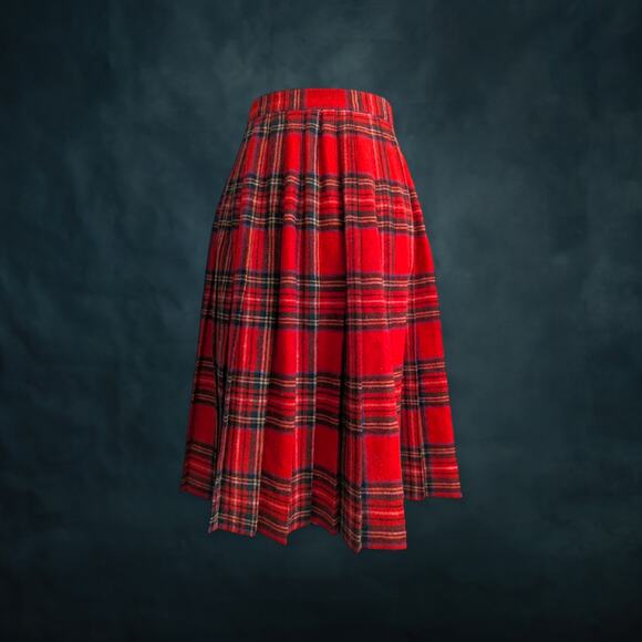 Copied - Vintage Woolrich plaid pleated wrap kilt skirt wool SZ 6 runs small - Picture 12 of 13